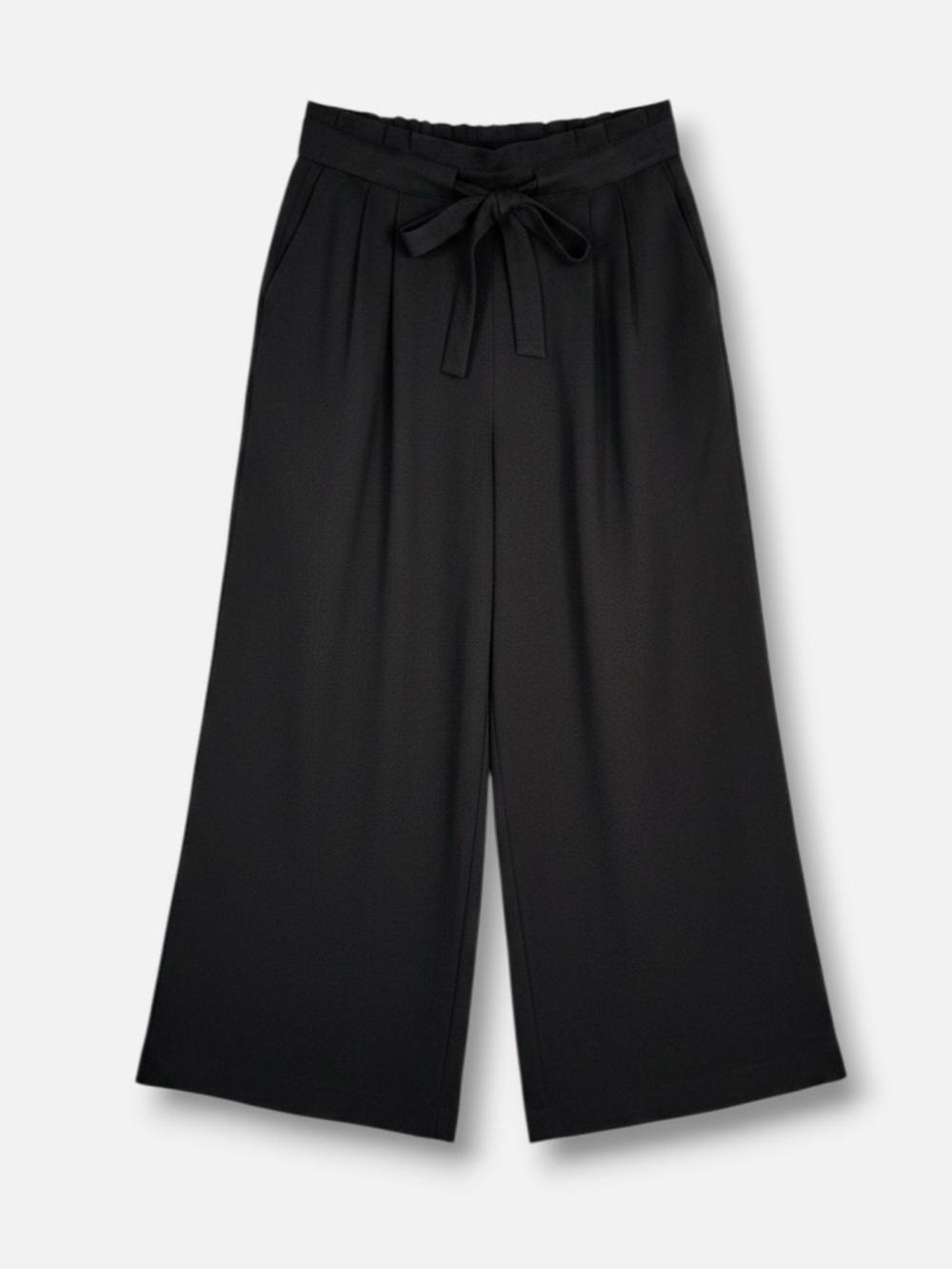 DR2 Wide Leg Cropped Palazzo Pants‎ XS Black High Rise Pleated Belted Casual